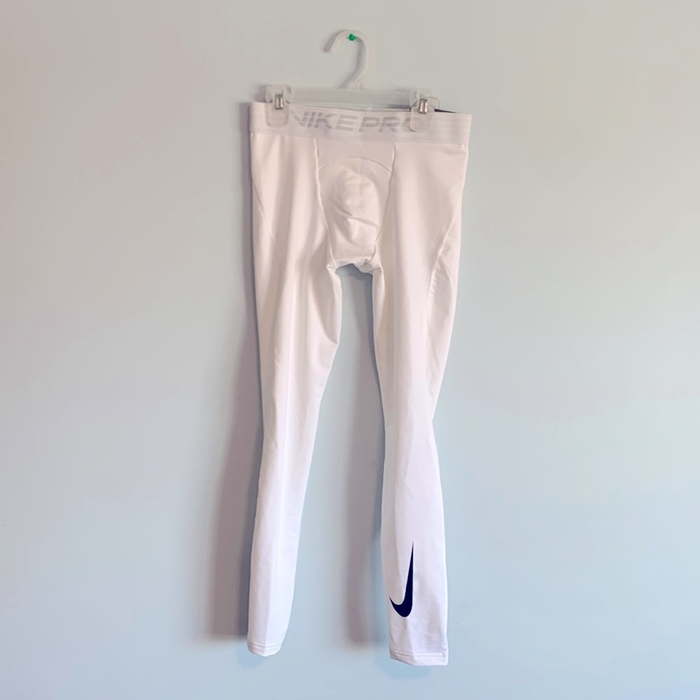 NWT Nike Pro Warm Compression Training Tights Small, white, CU4961-190